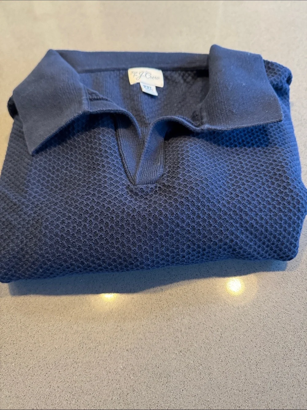 J. Crew Navy Blue Textured Waffle Knit Sweater Polo Size XXL - Only worn once